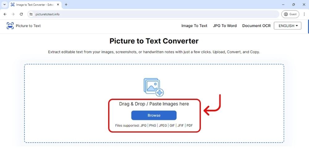 Upload image to the input box